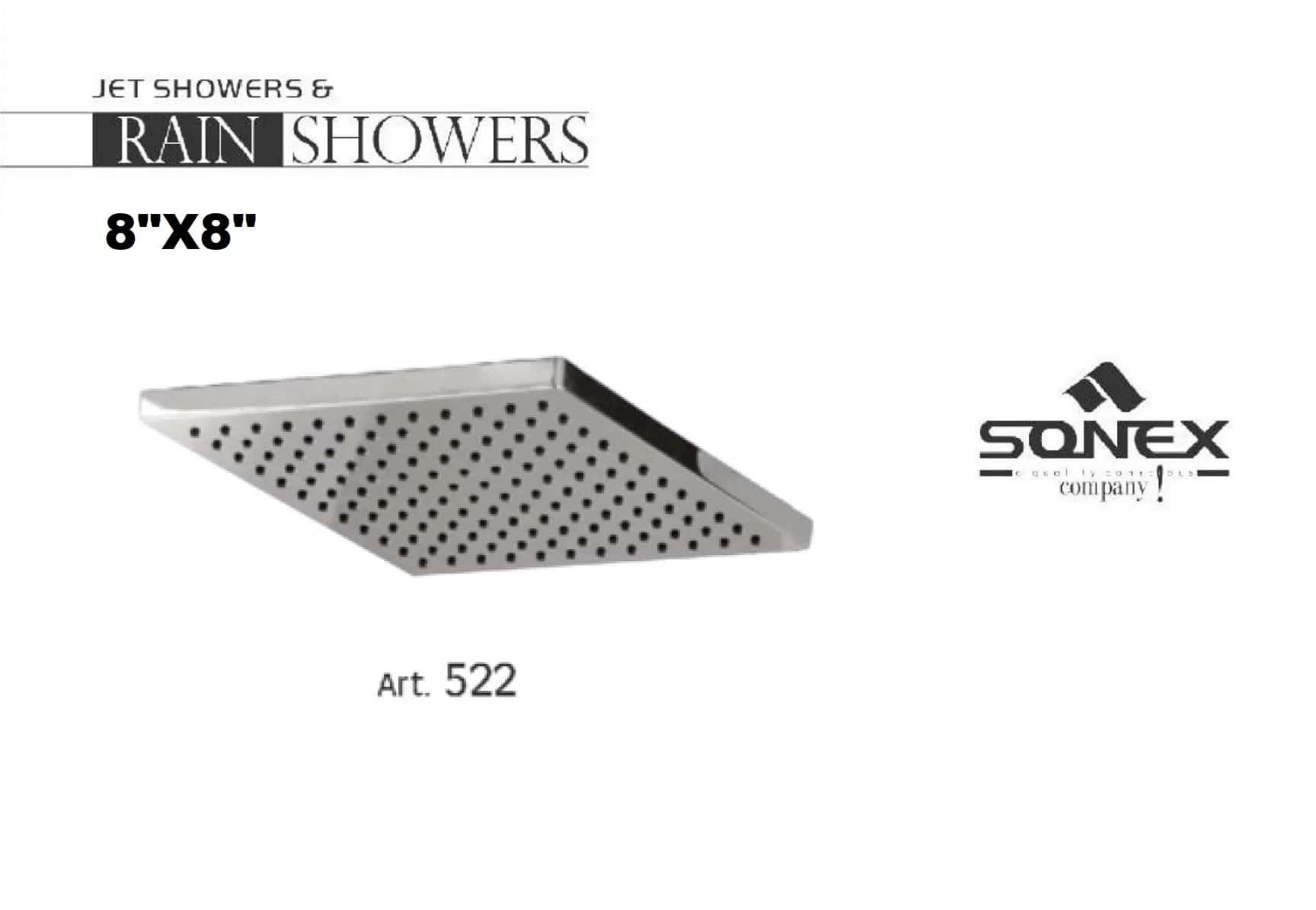 Rain Shower Square 522-chrome 200MM 8 Inch